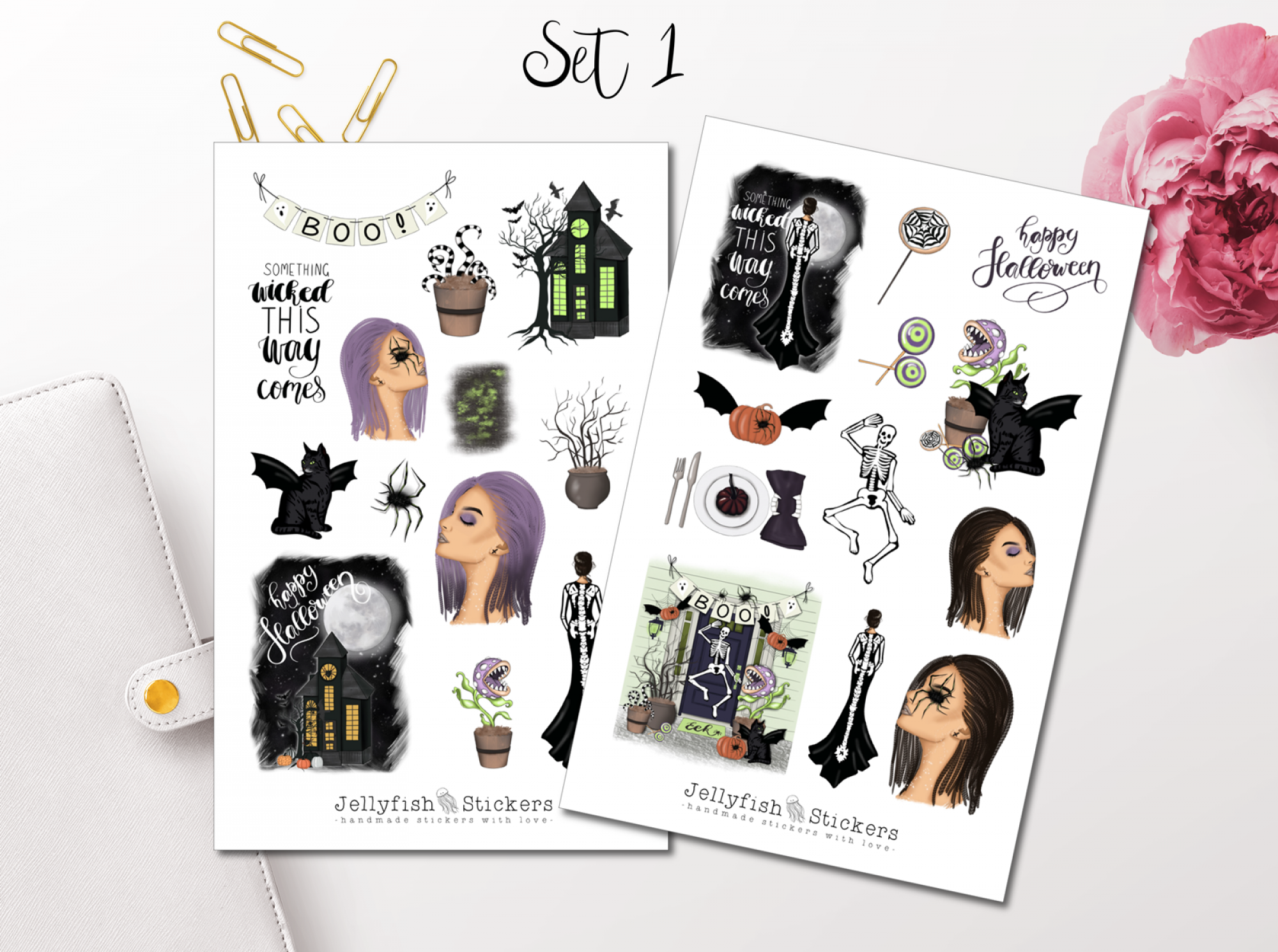 Girls Halloween Witch Sticker Set